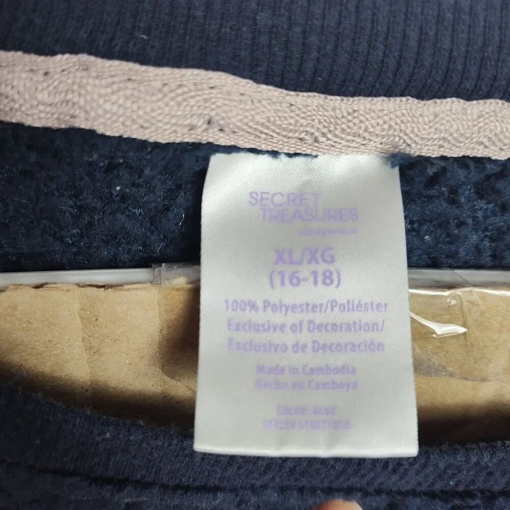 Secret Treasures Sleepwear Sweatshirt Girls'‎ XL (16-18) Blue, Racoon